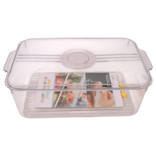 PL CONT 1s RECT CLEAR W/LID & LINES DEEP