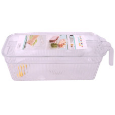 PL CONT RECT CLEAR W/HANDLE & LID