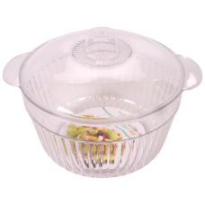 PL BOWL ROUND 19CM CLEAR W/LID & LINES