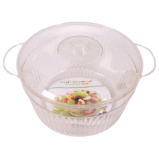 PL BOWL RND 27CM CLEAR W/LID & LINES