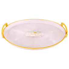 PL TRAY CLEAR W/LINES GOLD HANDLE/EDGE