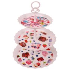 PL CUPCAKE HOLDER 3TIER LACE EDGES