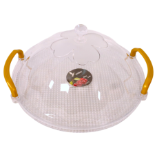 PL CAKE DOME RND CLEAR W/FLOWER TOP