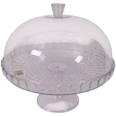 PL CAKE DOME CLEAR W/DESIGN &BIG HANDLE