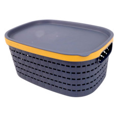 PL BASKET 13X30CM W/HOLES 2TONE W/LID