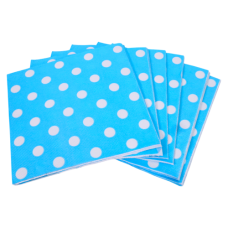 SERVIETTE 20s BLUE W/WHITE DOTS