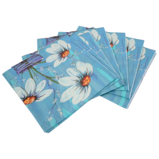 SERVIETTE 20s BLUE W/FLOWER VASE DESIGN