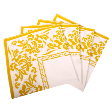 SERVIETTE 20s WHITE W/GOLD DESIGN