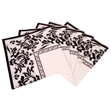 SERVIETTE 20s WHITE WITH BLK DESIGN