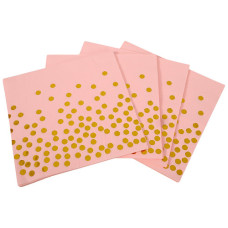 SERVIETTE 20s PINK W/GOLD DOTS
