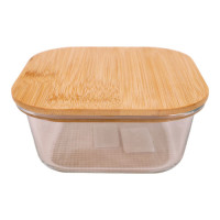 GLASS BOWL 13X6CM CLEAR W/WOOD LID