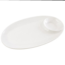 CER PLATTER 14X27 W/DIP SERVER OVAL