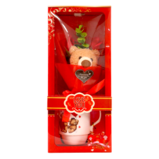 VLT MUG 10CM W/TEDDY&ROSE WRAPPED
