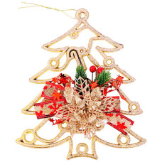 XM DECO XMAS TREE GLITTER W/FLOWER&BOW