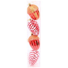 XM DECO ACORNS 4PC RED W/ASST DESIGNS