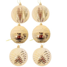 XM DECO BALLS 6PC GOLD W/DESIGNS