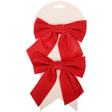 XM DECO RED SHIMMER BOW 2PC