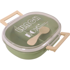 PL LUNCH BOX 2 DIV W/GRIP SIDES & SPOON