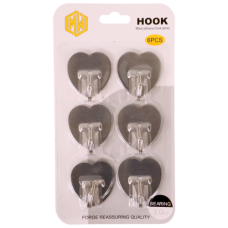 HOOK SET 6PC HANGING METAL HEART SHAPE