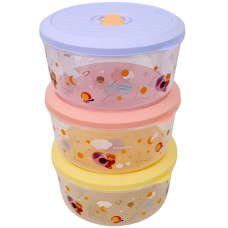 PL CONT 3s RND W/KIDS PRINT COL LIDS