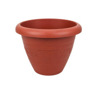PL FLOWER POT 21X22CM MED RND W/DESIGN