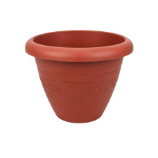 PL FLOWER POT 21X22CM MED RND W/DESIGN