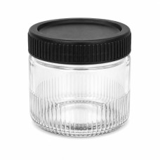 GLASS JAR 8X8CM CLEAR W/LINES ASST LIDS