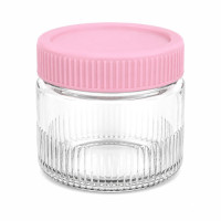 GLASS JAR 6X8CM CLEAR W/LINES ASST LIDS