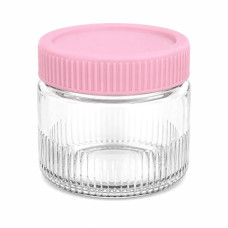 GLASS JAR 6X8CM CLEAR W/LINES ASST LIDS
