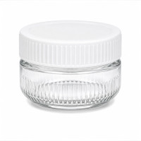 GLASS JAR 5X7.5CM CLEAR W/LINES ASST LID
