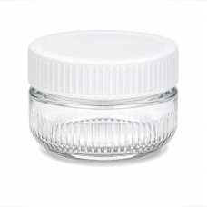 GLASS JAR 5X7.5CM CLEAR W/LINES ASST LID