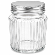 GLASS JAR 10X7CM CLEAR W/LINES