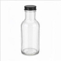 GLASS BOTTLE 350ML CLEAR GOLD/SILVER CAP