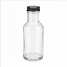 GLASS BOTTLE 350ML CLEAR GOLD/SILVER CAP