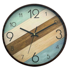 WALL CLOCK ASST COL STRIPES RND