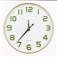 WALL CLOCK BLK W/SILVER NUMBERS RND