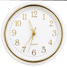 WALL CLOCK BLK/WHITE W/GOLD EDGING RND