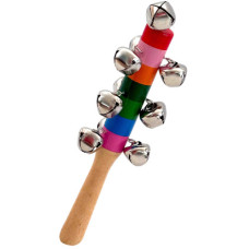 TOY JINGLE SLEIGH BELLS W/WOOD HANDLE