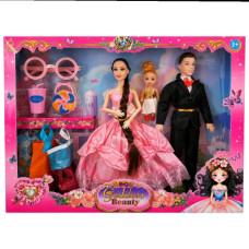 TOY DOLL COUPLE +BABY W/ACCESSORIES