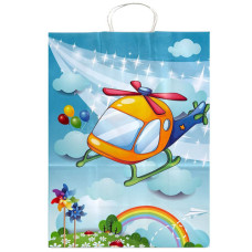 GIFT BAG 25.5X33CM HELICOPTER ASST COL