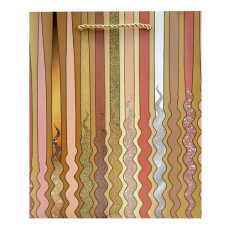 GIFT BAG 18X23CM W/WAVY LINES GLITTER
