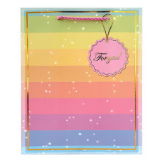 GIFT BAG 18X23CM MULTI COL LINES FOR YOU