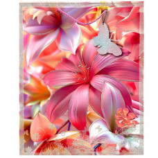GIFT BAG 26X32CM FLOWERS W/GLITTER ASST