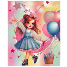 GIFT BAG 26X32CM W/GIRL GLITTER ASST COL