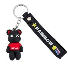 KEYRING 1s TEDDY W/PL STRAP ASST COLOURS
