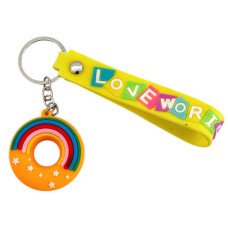 KEYRING 1s RAINBOW&STAR DOUGNUT ASST