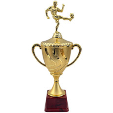 TROPHY PL CUP 42CM GOLD W/SOCR FIGURINE