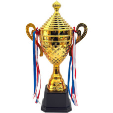 TROPHY METAL CUP 48.5CM GOLD W/RIBBON