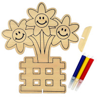 CRAFT WOODEN FLOWER BOARDS+COLOUR PENS CRAFT WOODEN FLOWER BOARDS+COLOUR PENS