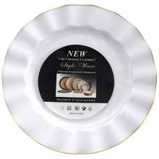 PL PLATE 3s WHITE W/FLOWER GOLD EDGE